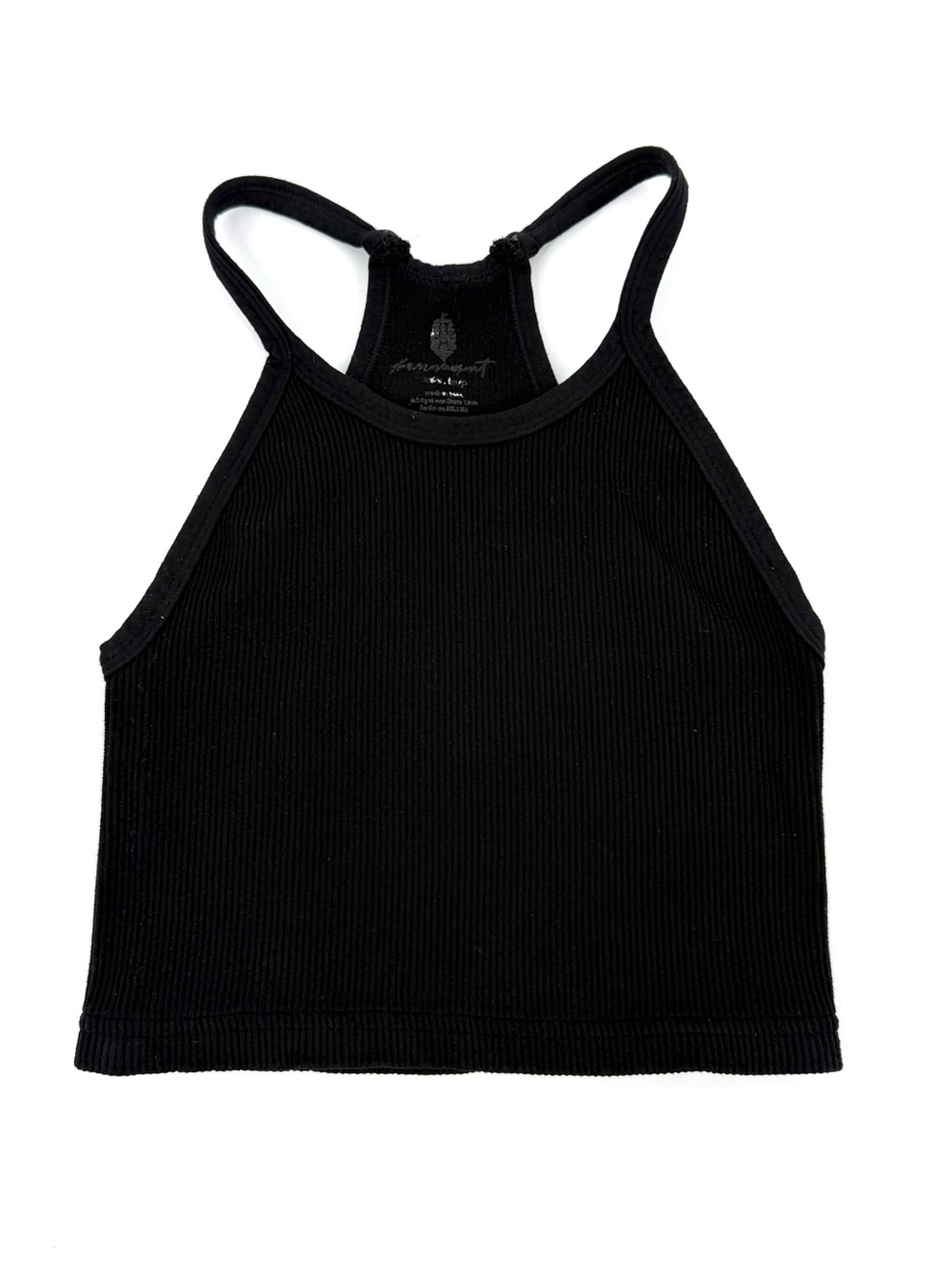 Free People Movement Ribbed Crop Tank Top Womens Size XS Small Black Stretch